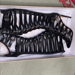 Vince Camuto Sexy Black Strappy Heeled Boots